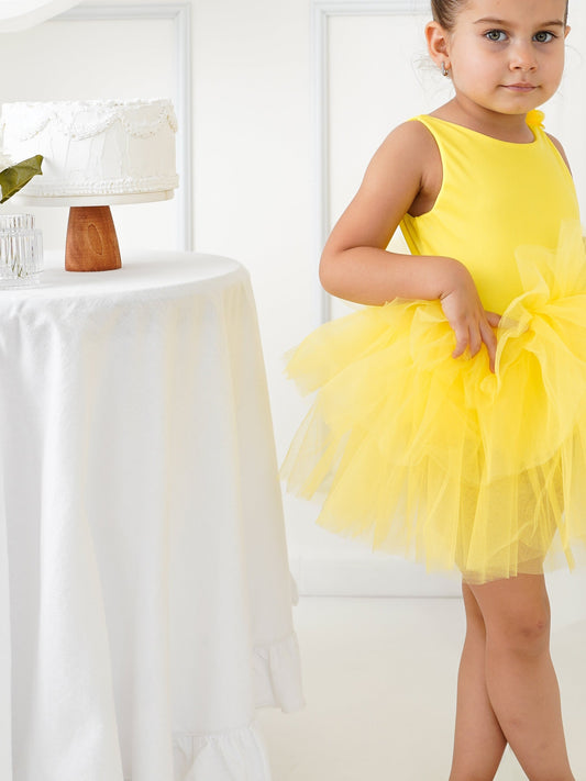 Yelow Floral Leotard Ballerina Sleeveless Tutu