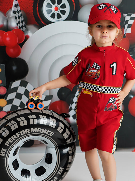 Kids Race Car Costume short sleeve with shorts