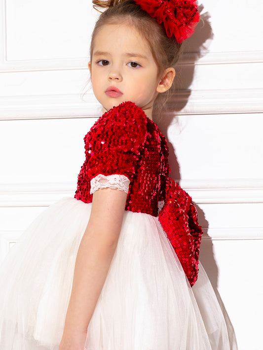 Nora Christmas girl dress red
