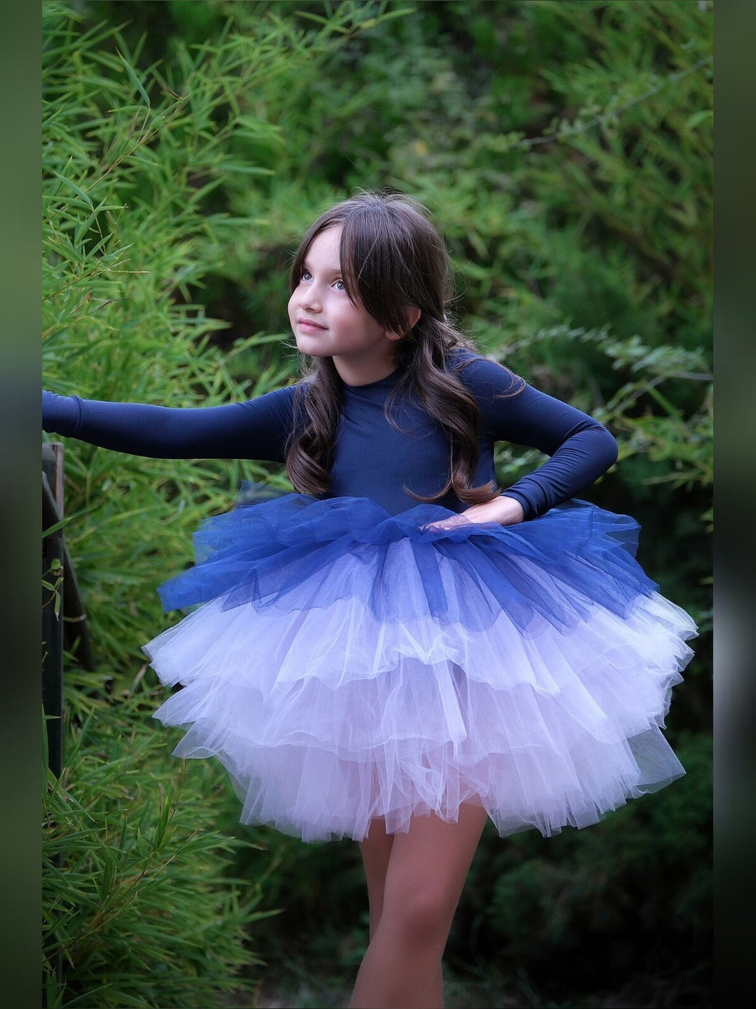 Navy Blue Leotard Ballerina Long Sleeve Tutu