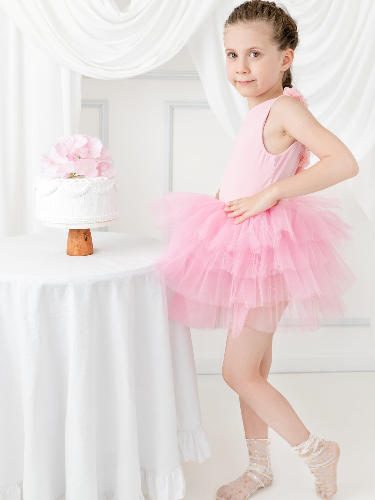 Light Pink Floral Leotard Ballerina Sleeveless Tutu