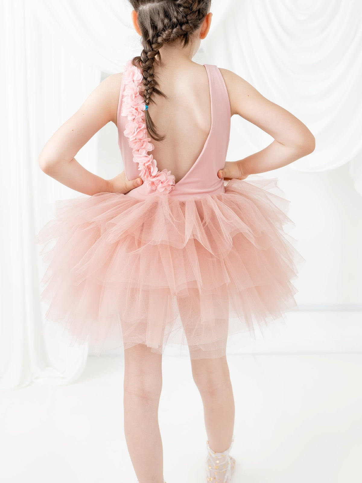 Blush Pink Floral Leotard Ballerina Sleeveless Tutu