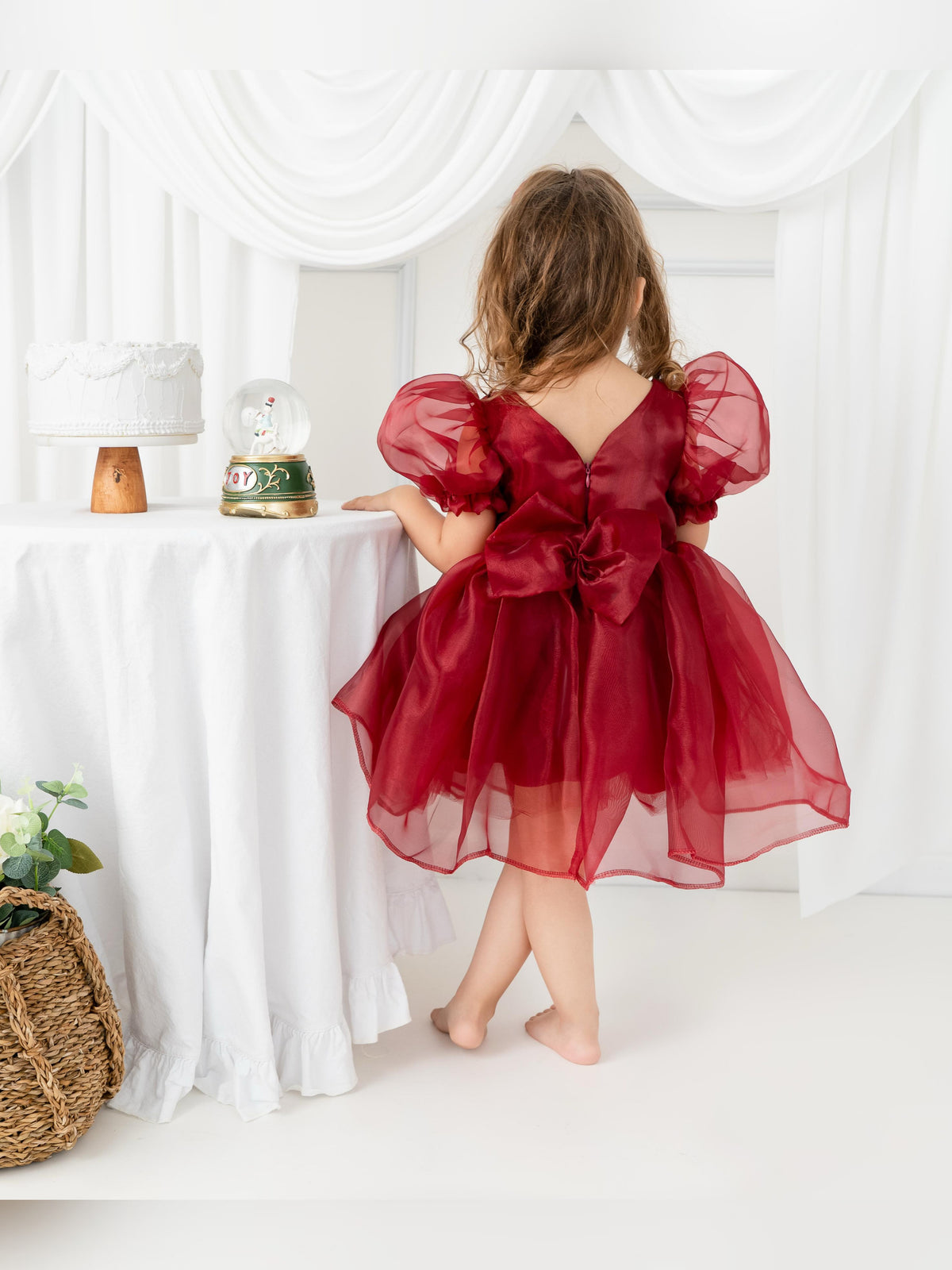 Burgundy Ballon sleeve dress