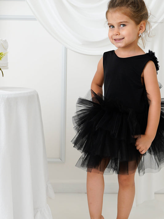 Black Floral Leotard Ballerina Sleeveless Tutu