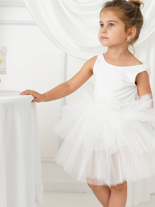 White Floral Leotard Ballerina Sleeveless Tutu