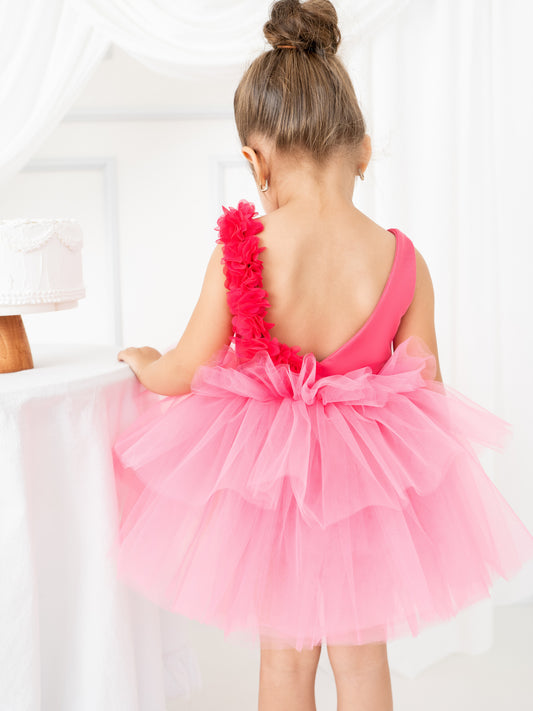 Fuschia Pink Floral Leotard Ballerina Sleeveless Tutu