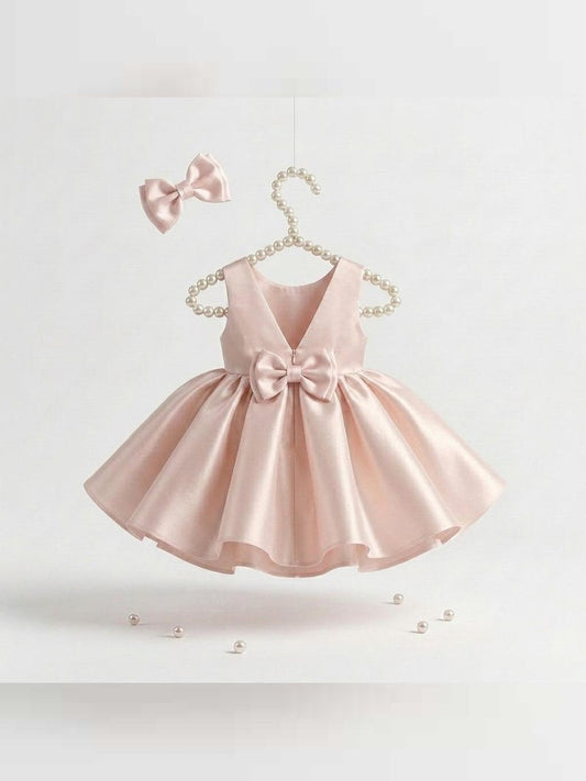 Blush Satin Mini Girl Dress - Mikado
