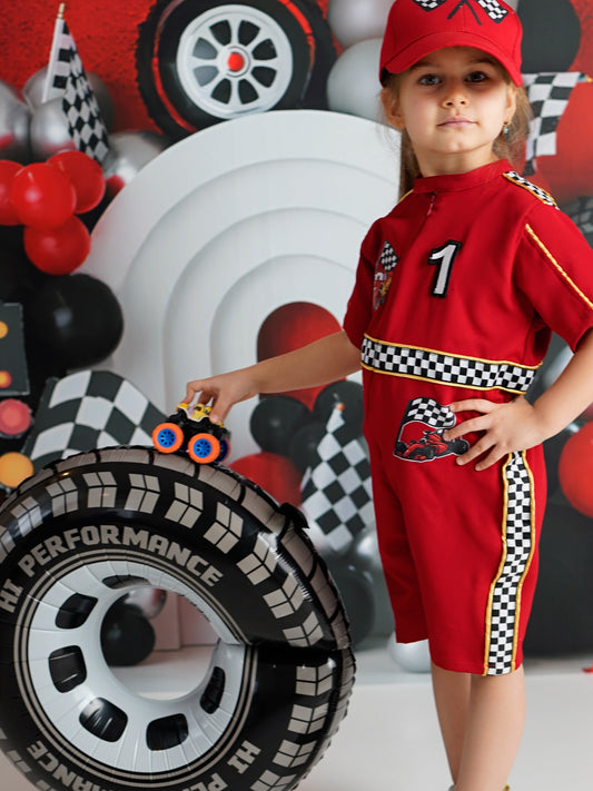 Kids Race Car Costume short sleeve with shorts
