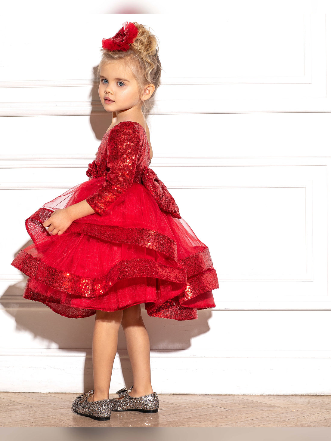 Maggy red sequin girl dress