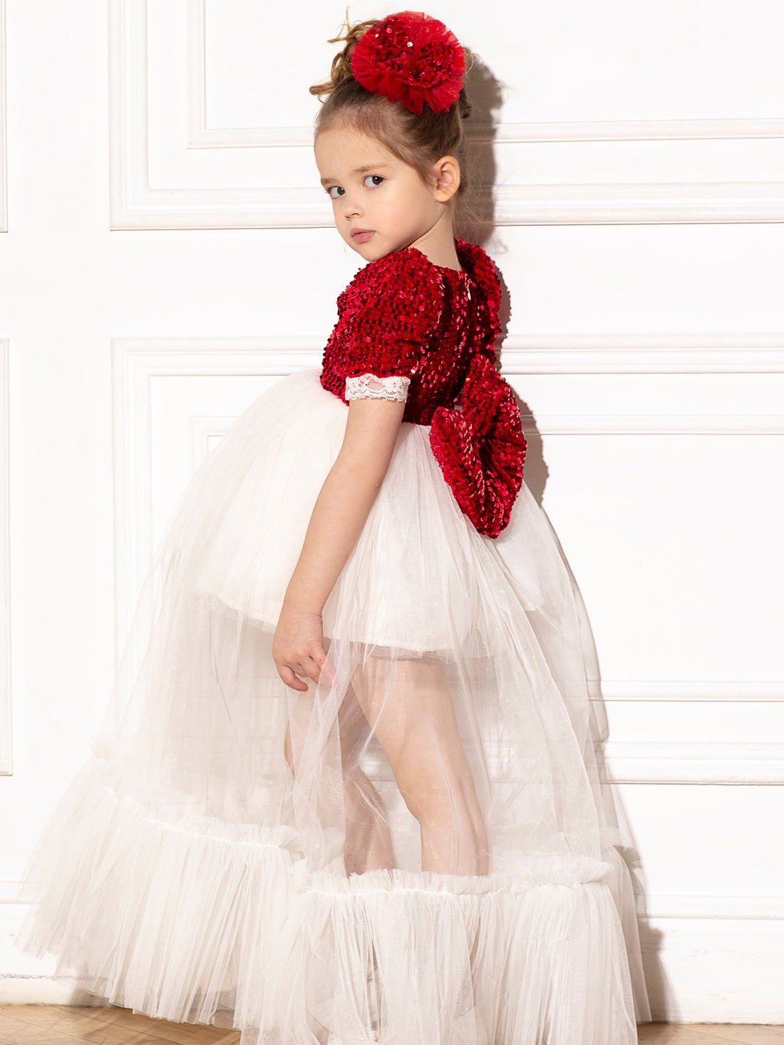 Nora Christmas girl dress red