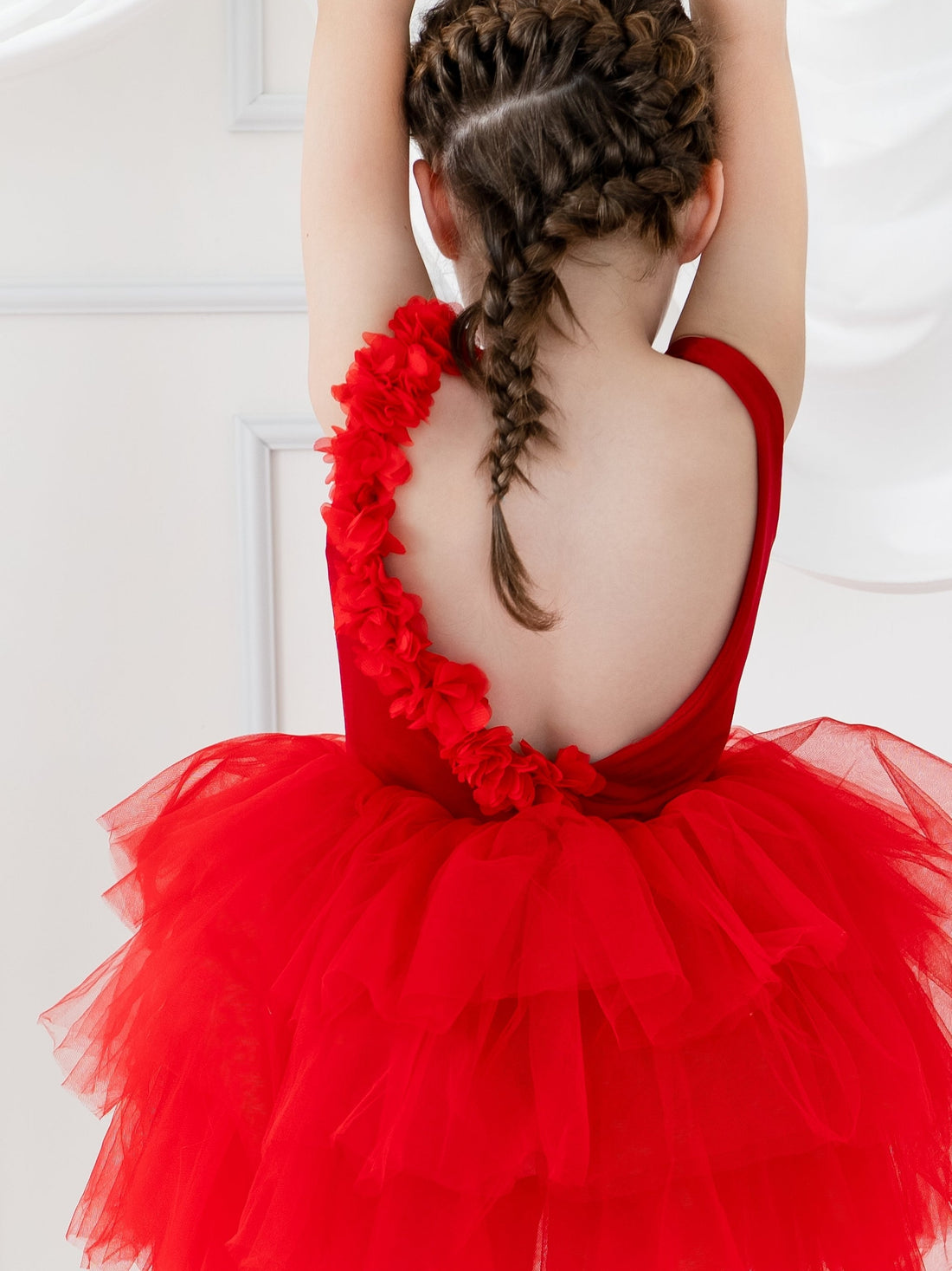 Red Floral Leotard Ballerina Sleeveless Tutu