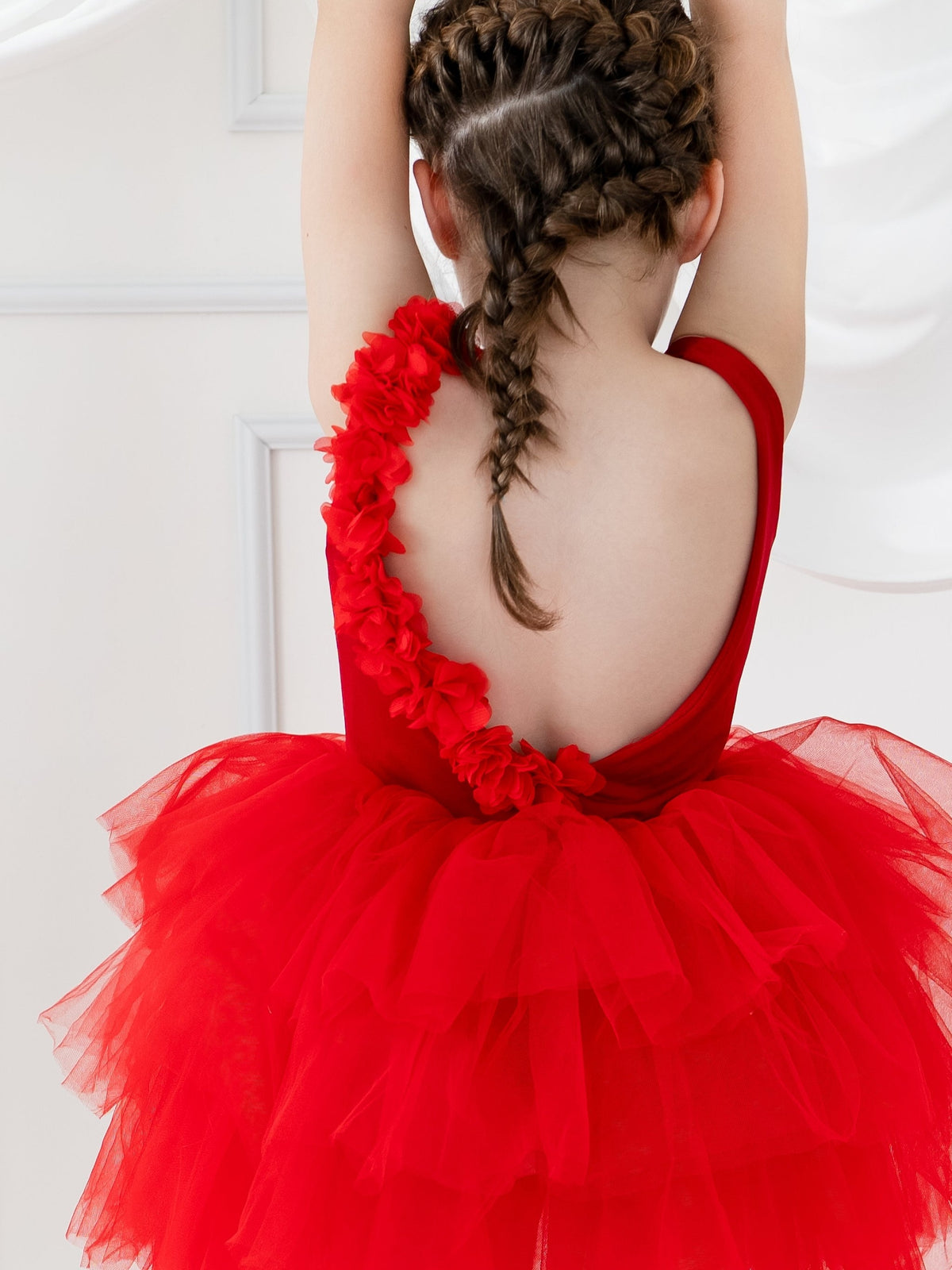 Red Floral Leotard Ballerina Sleeveless Tutu