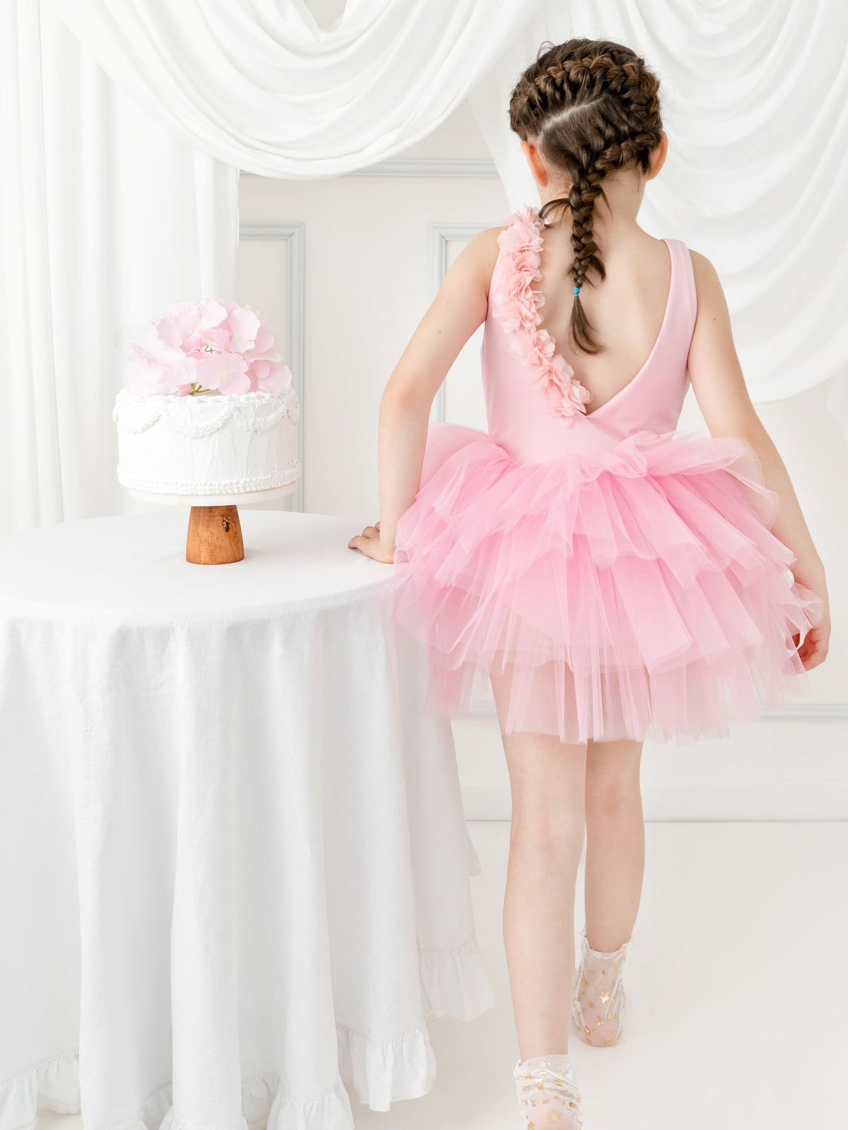 Light Pink Floral Leotard Ballerina Sleeveless Tutu