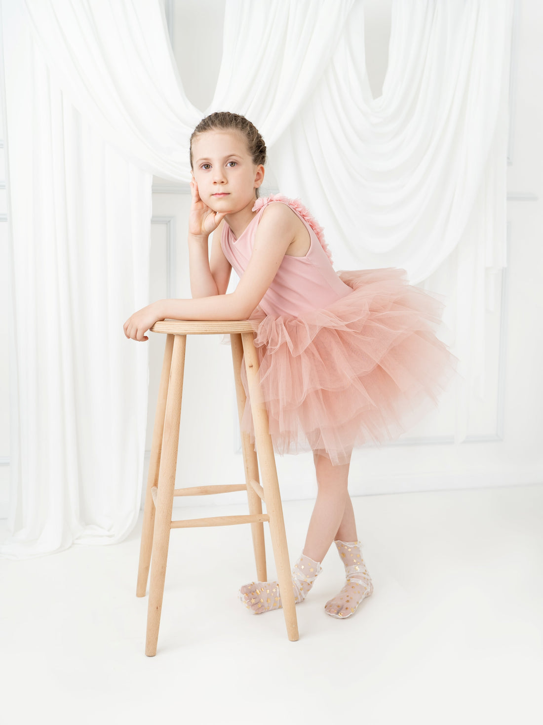 Blush Pink Floral Leotard Ballerina Sleeveless Tutu