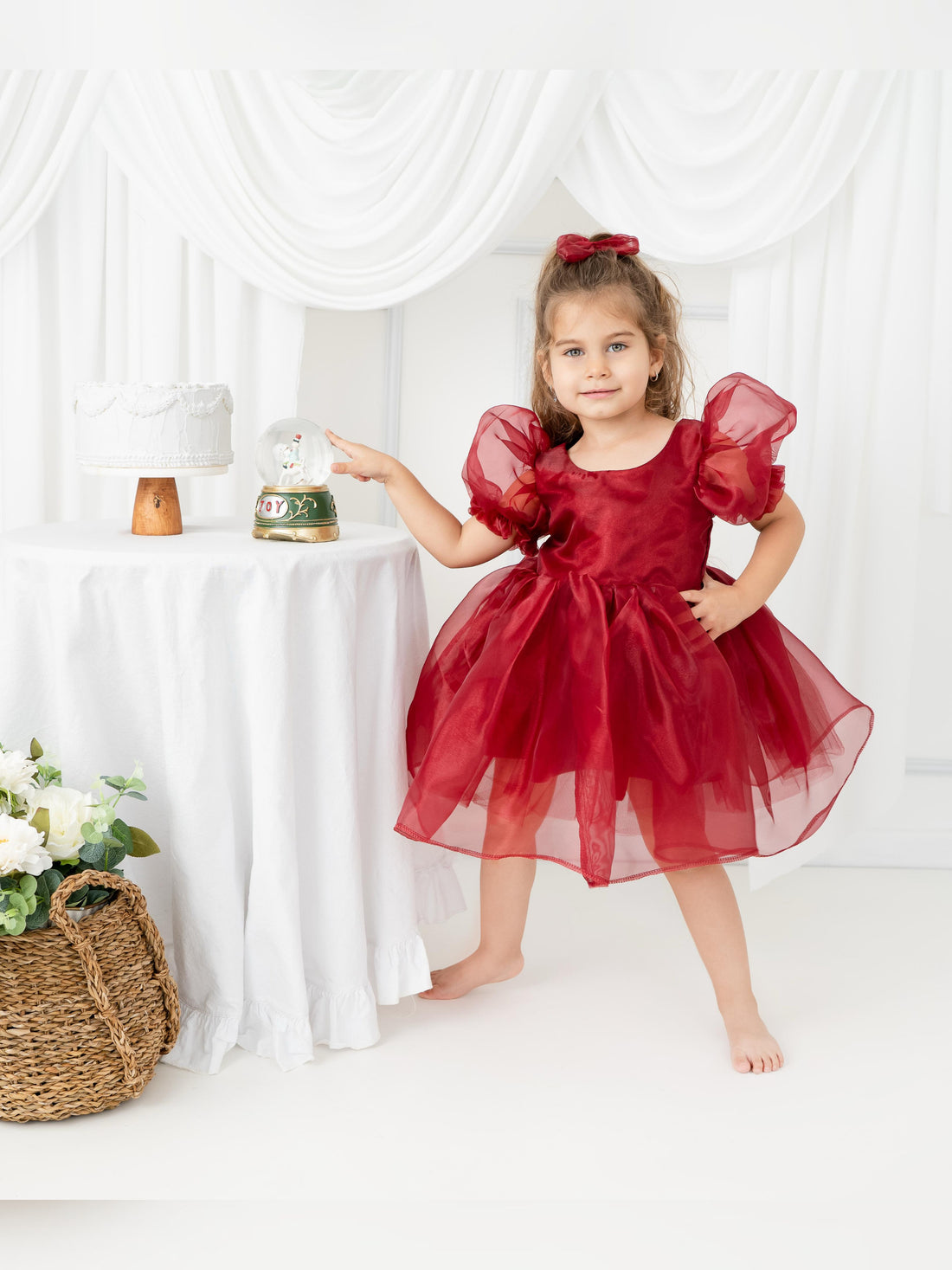 Burgundy Ballon sleeve dress