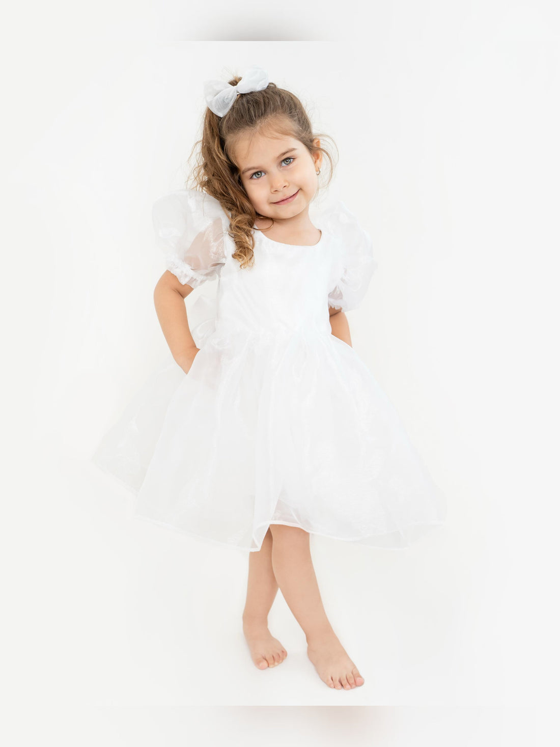 White Ballon sleeve dress
