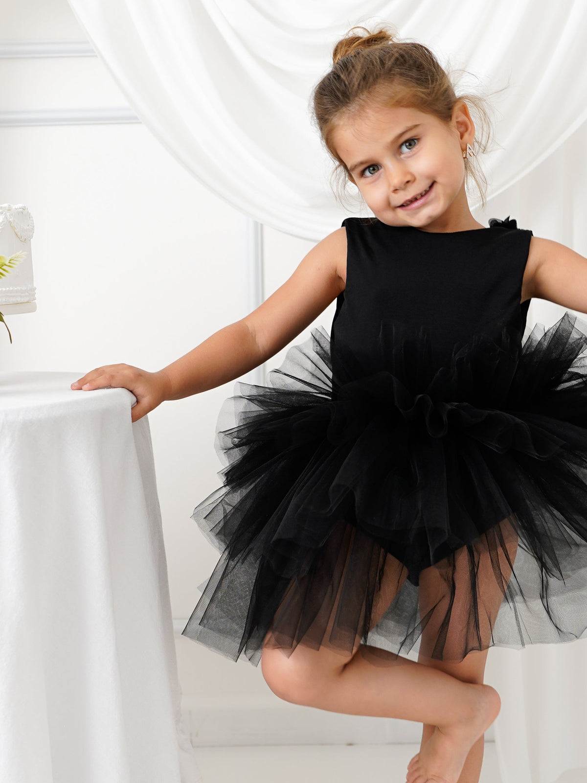 Black Floral Leotard Ballerina Sleeveless Tutu