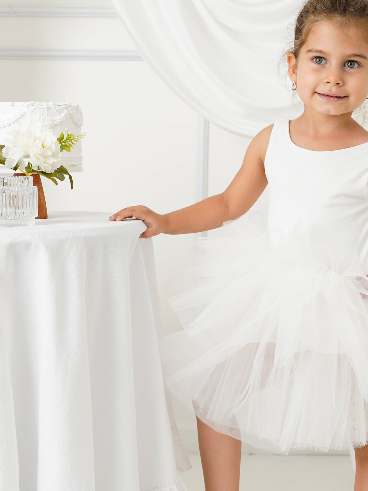 White Floral Leotard Ballerina Sleeveless Tutu