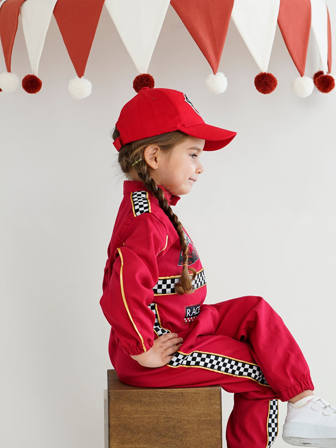 Kids Race Car Costume - Red Long Sleeve Racing Jumpsuit