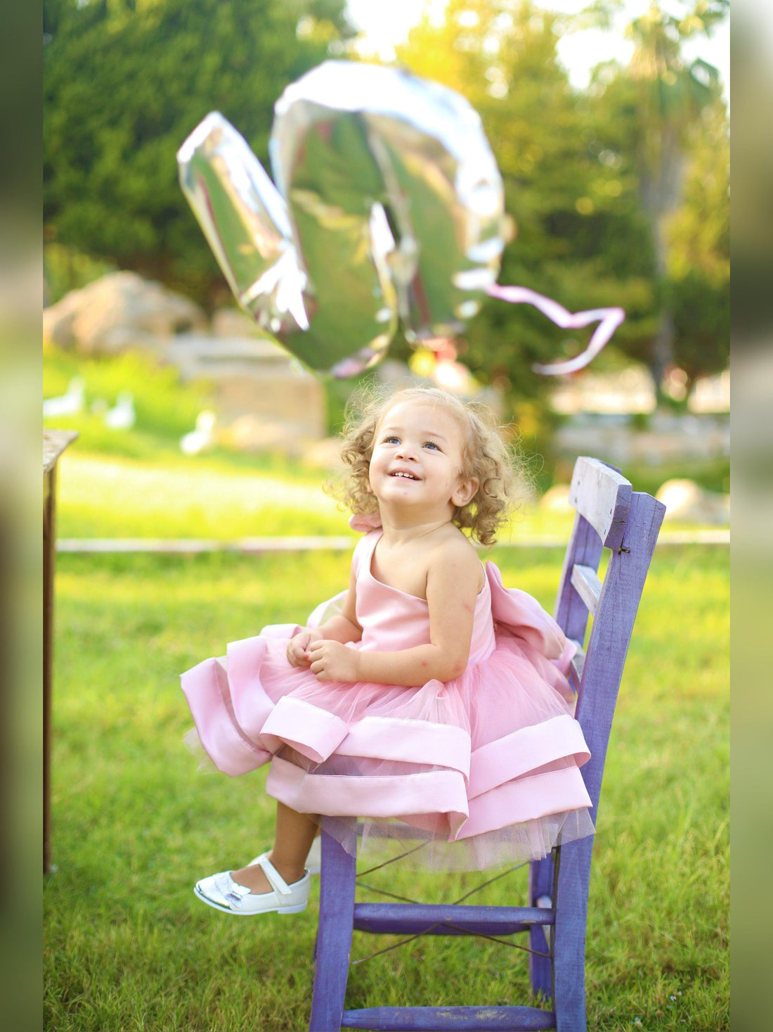 Abasa one shoulder blush girl dress