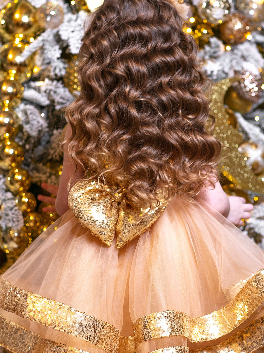 Maggy Christmas girl dress gold sequin