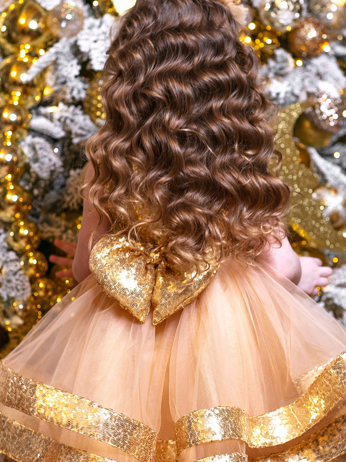 Maggy Christmas girl dress gold sequin