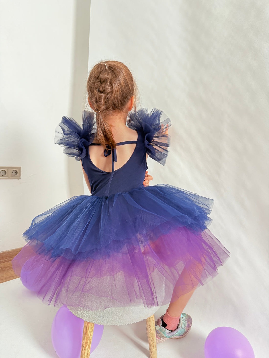 Navy Blue Fluffy Leotard Ballerina Sleeveless Tutu