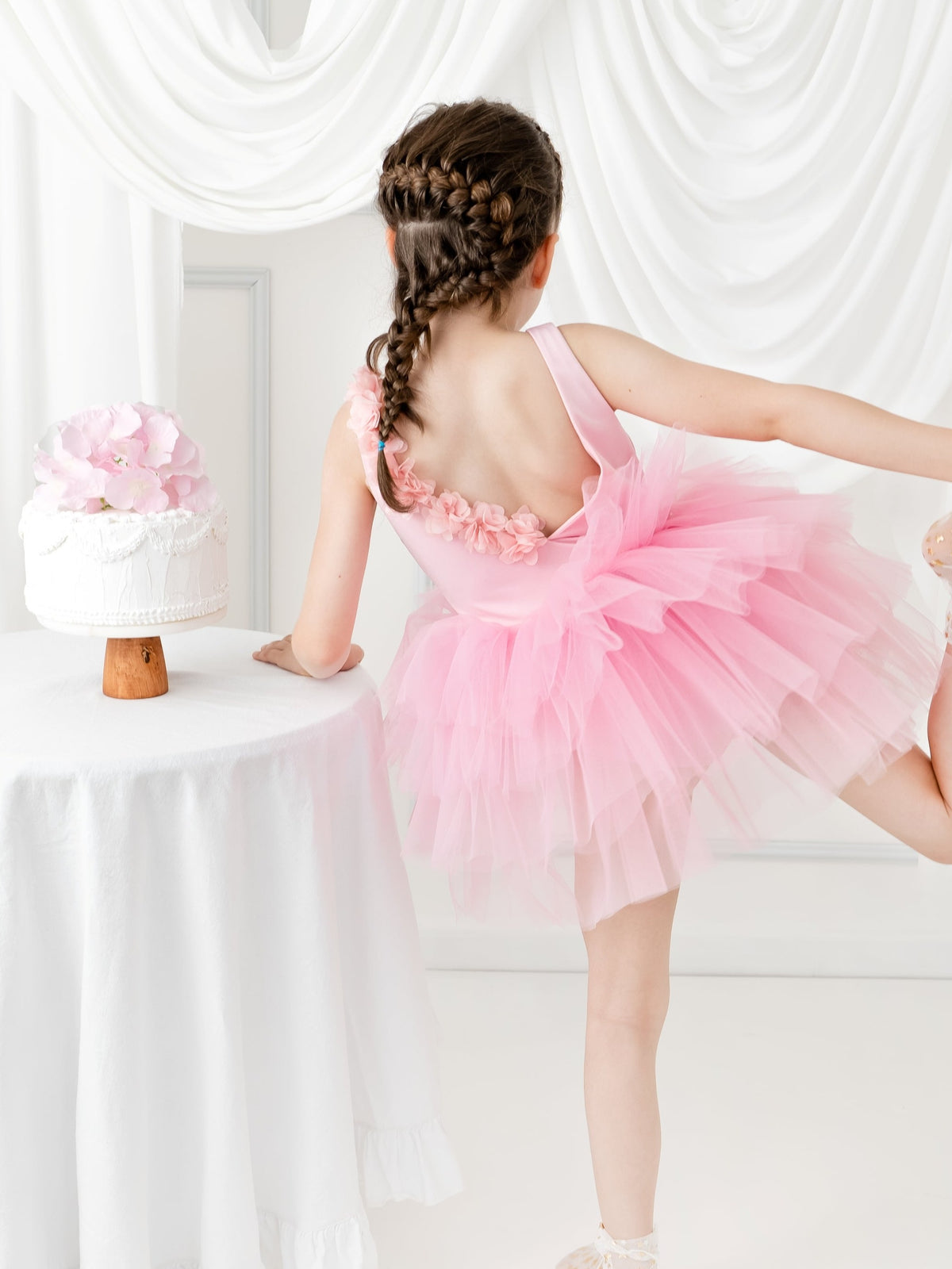 Light Pink Floral Leotard Ballerina Sleeveless Tutu