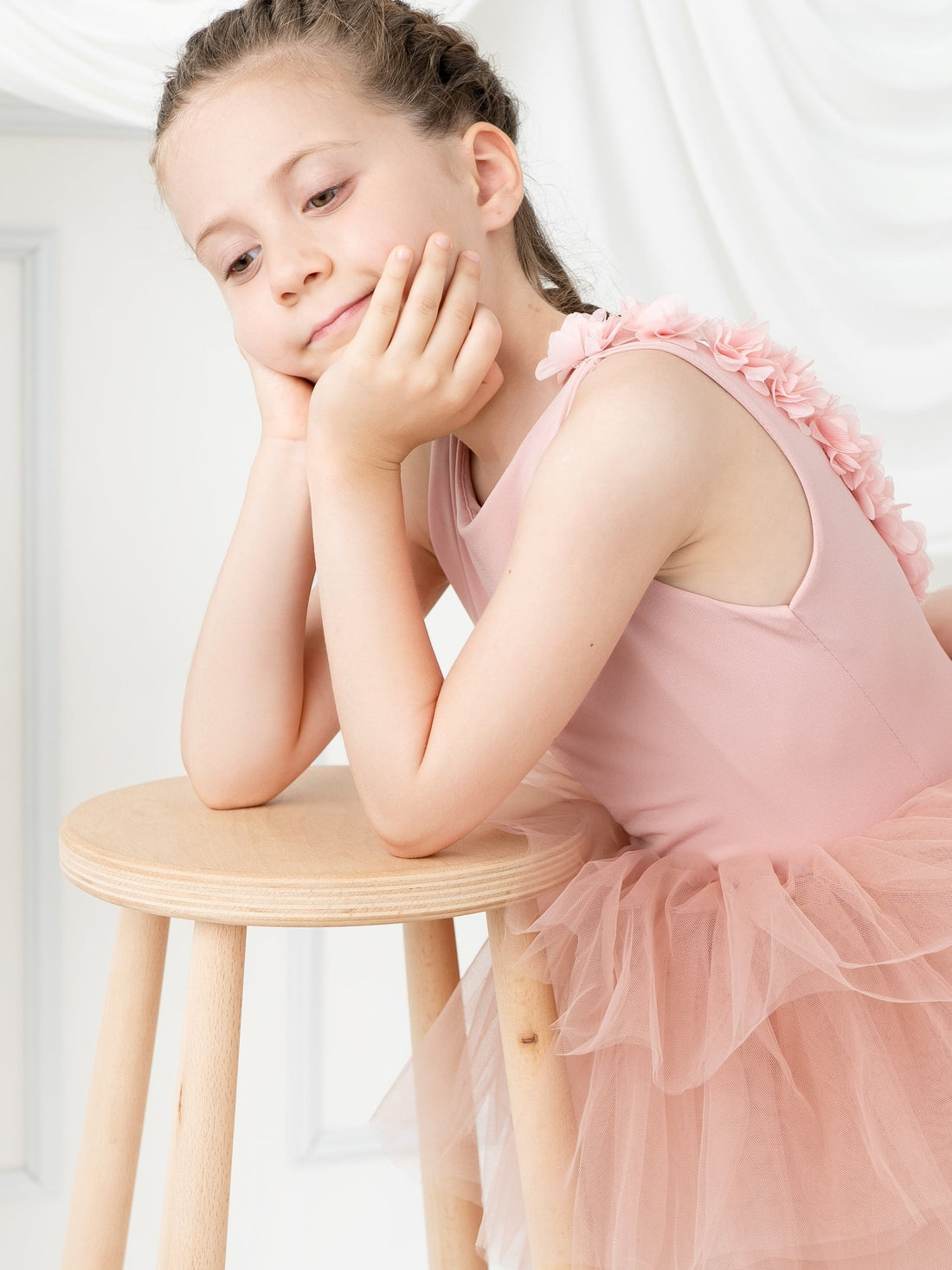 Blush Pink Floral Leotard Ballerina Sleeveless Tutu