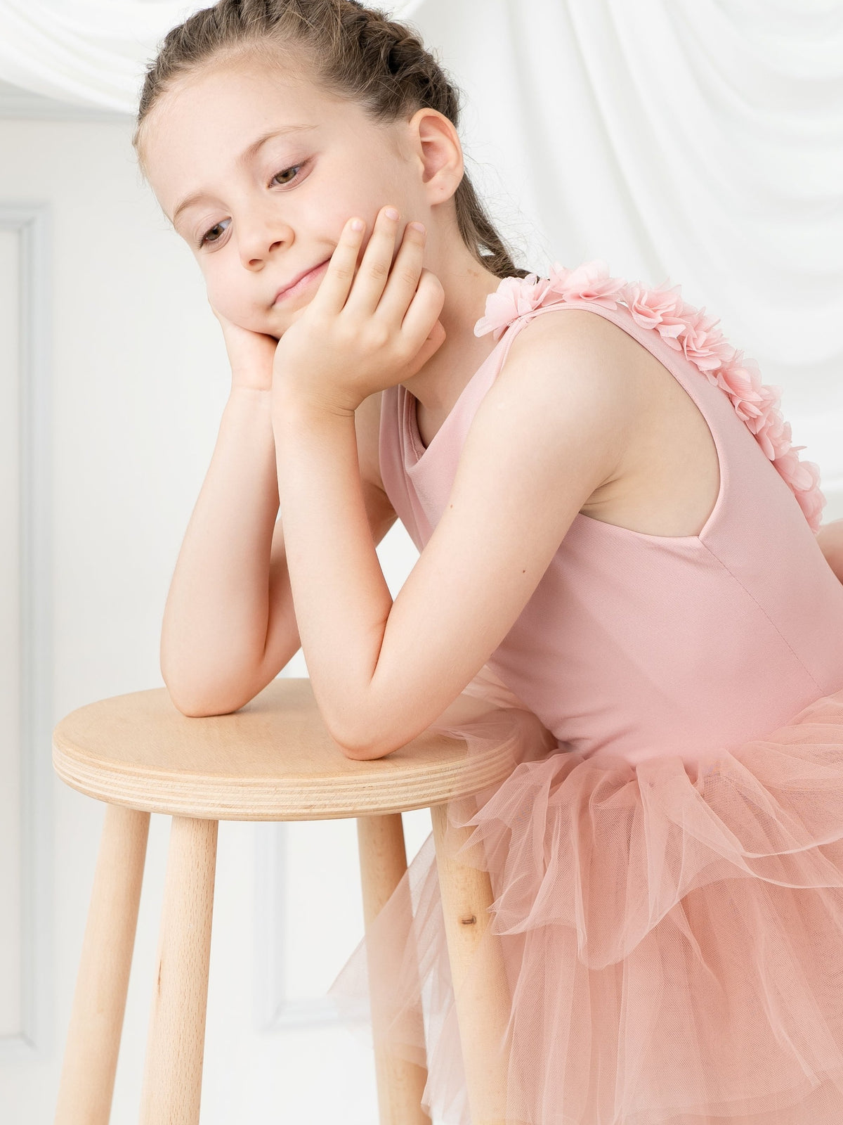 Blush Pink Floral Leotard Ballerina Sleeveless Tutu