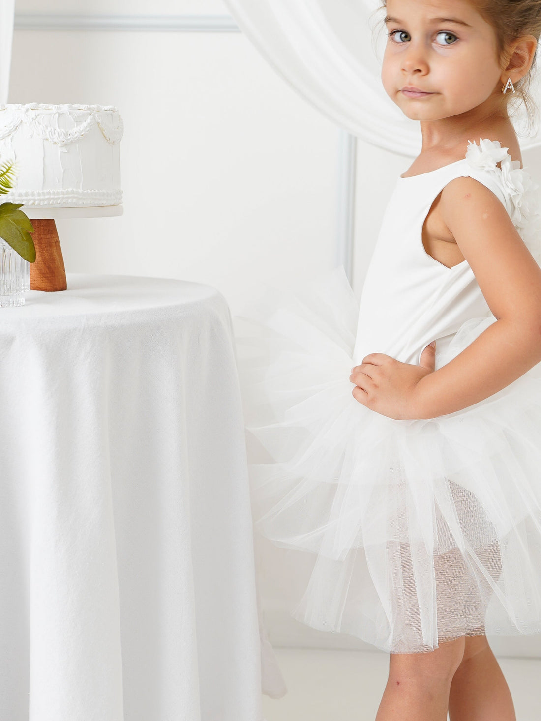 White Floral Leotard Ballerina Sleeveless Tutu