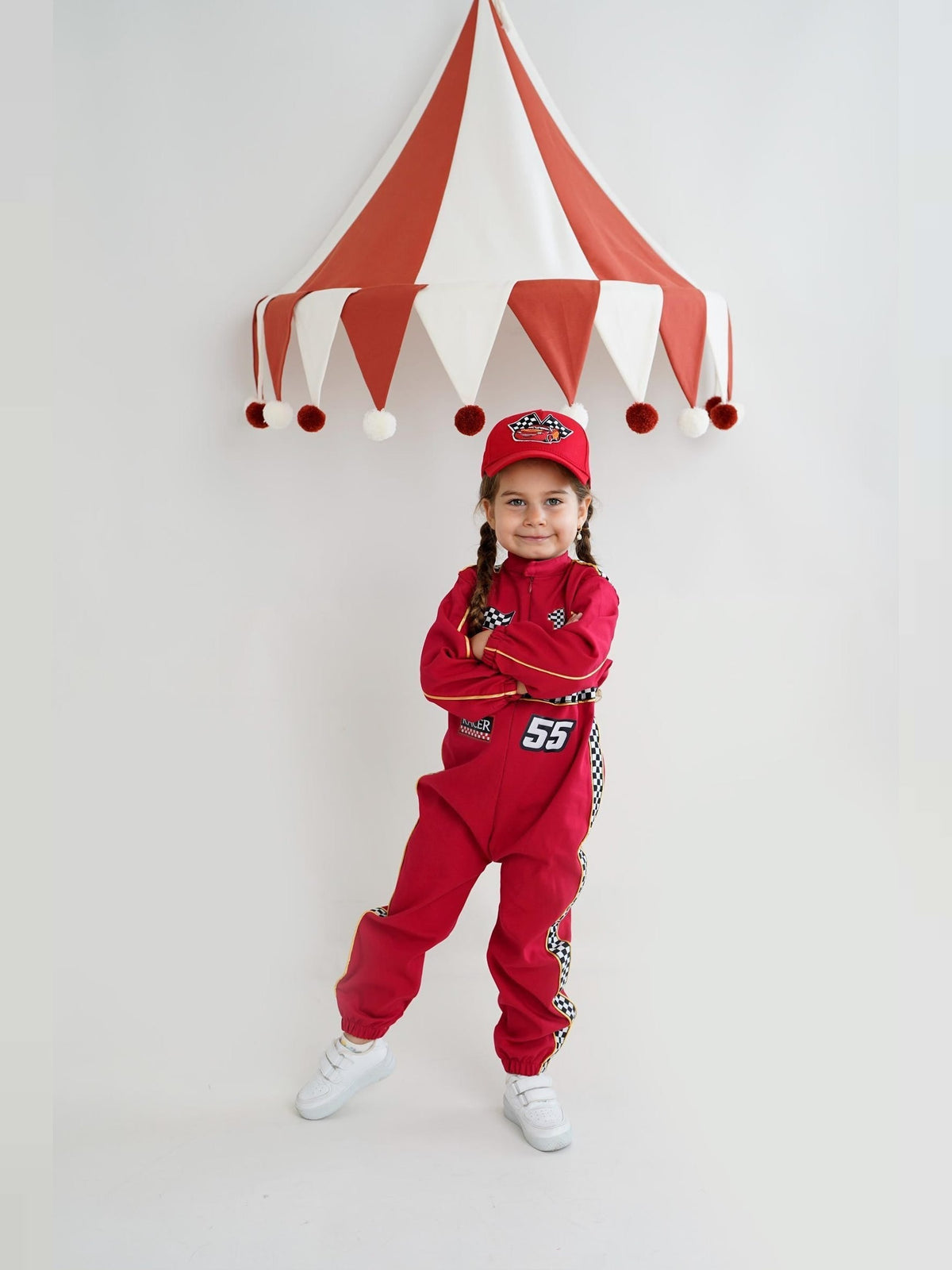 Kids Race Car Costume - Black Long Sleeve Racing Jumpsuit