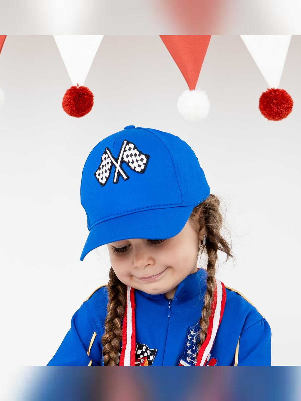 Kids Race Car Costume - Dark Blue Short Sleeve Racing Jumpsuit