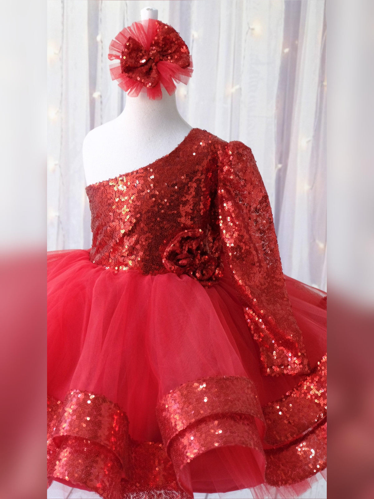 Maggy red sequin girl dress