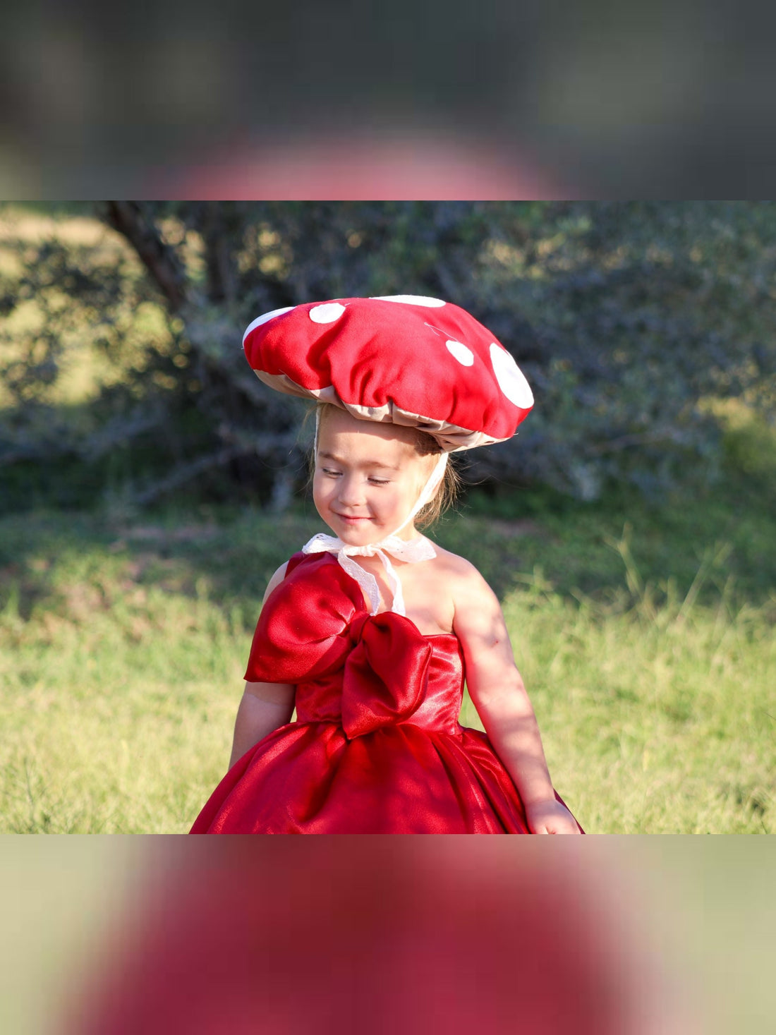 Festive Holly Big Bow Satin Dress for Christmas Celebration