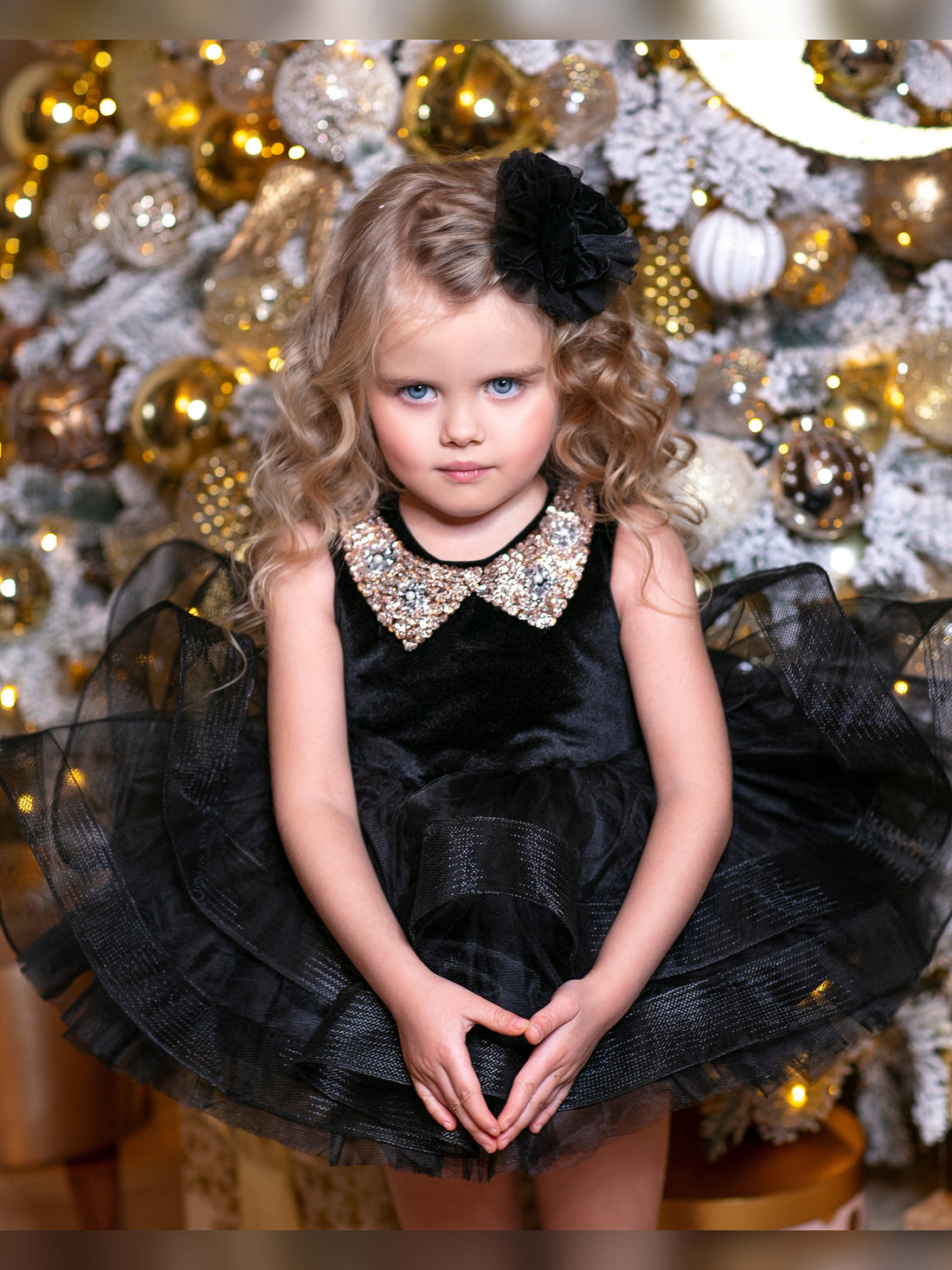 Olivia girl dress, christmas girl black velvet dress