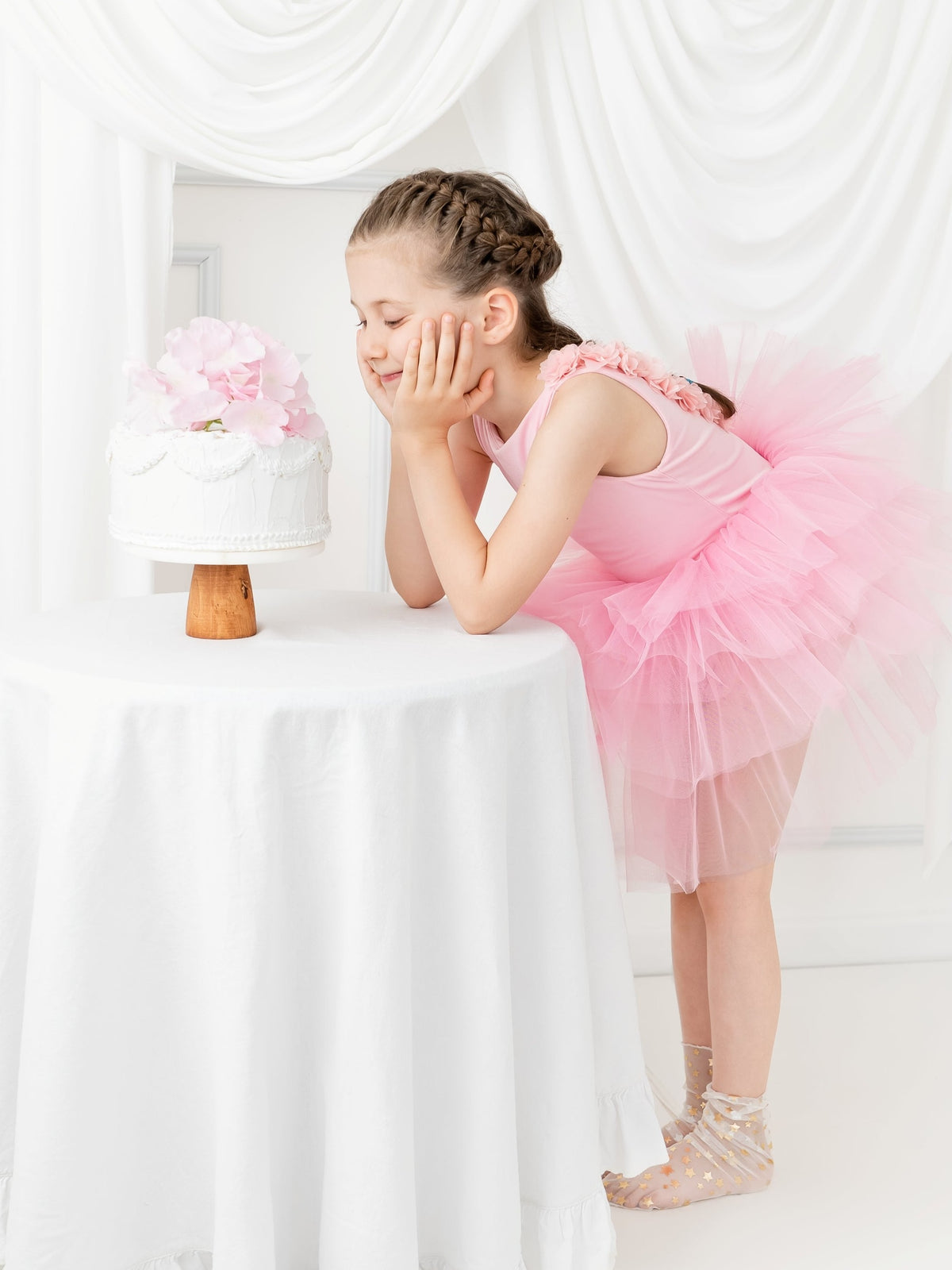 Light Pink Floral Leotard Ballerina Sleeveless Tutu