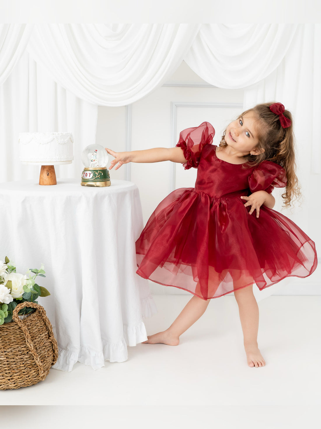 Burgundy Ballon sleeve dress