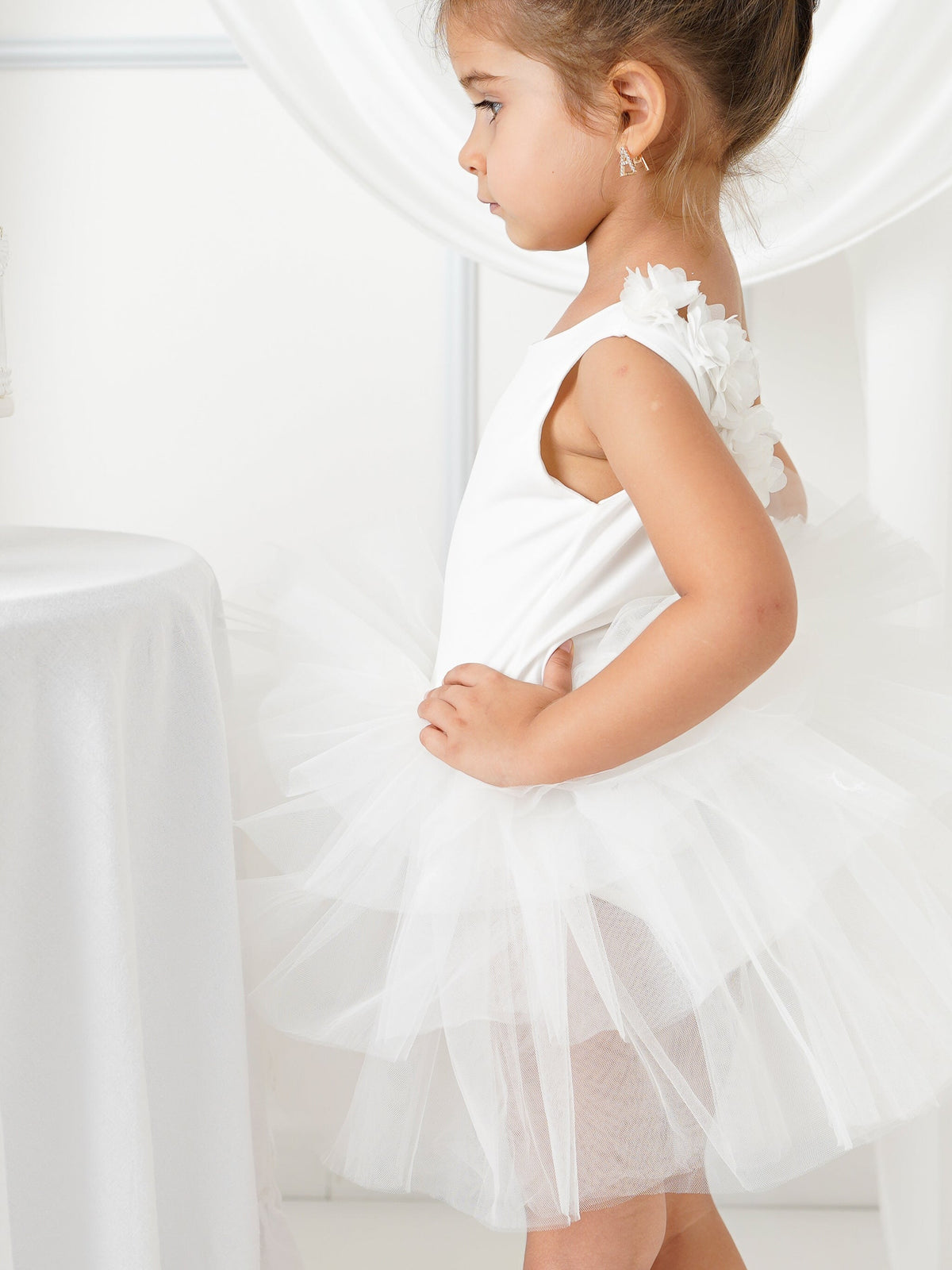 White Floral Leotard Ballerina Sleeveless Tutu