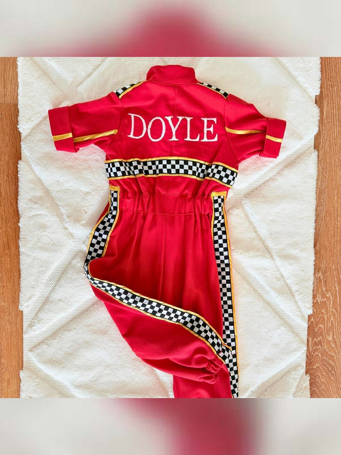 Kids Race Car Costume - Red Short Sleeve Racing Jumpsuit
