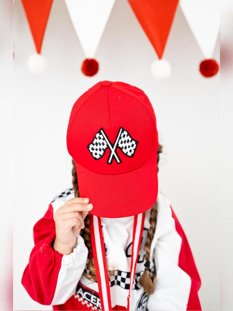 Kids Race Car Costume - Red - White Long Sleeve Racing Jumpsuit