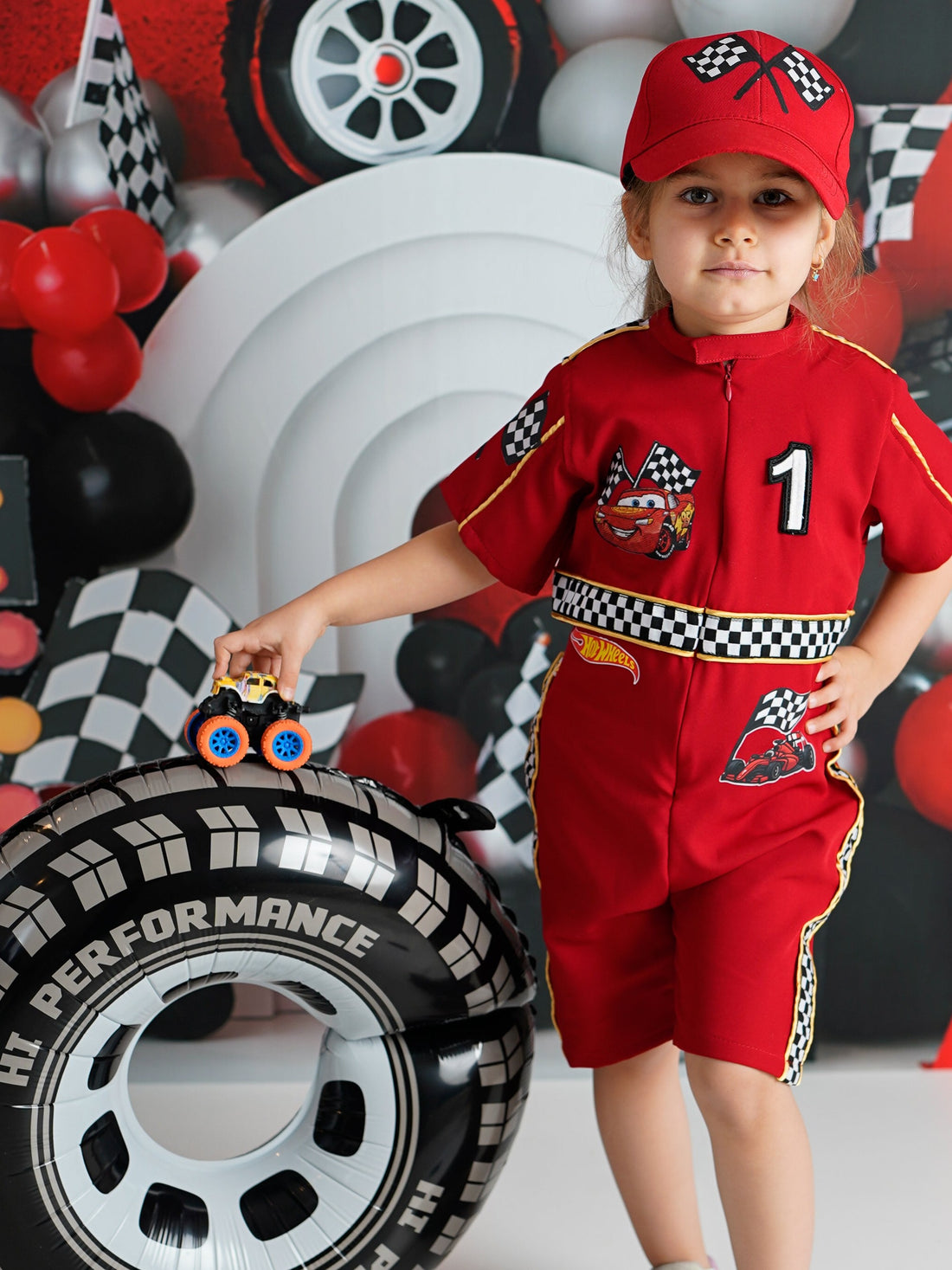 Kids Race Car Costume short sleeve with shorts