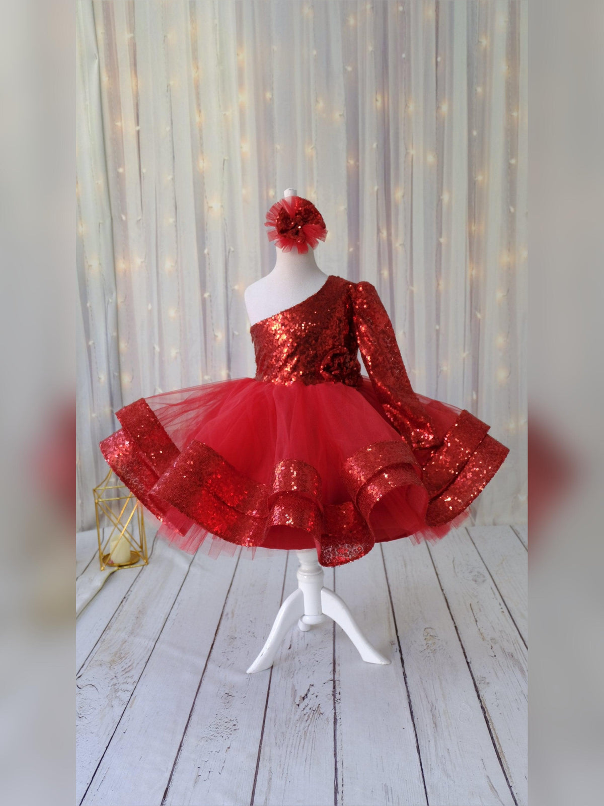 Maggy red sequin girl dress