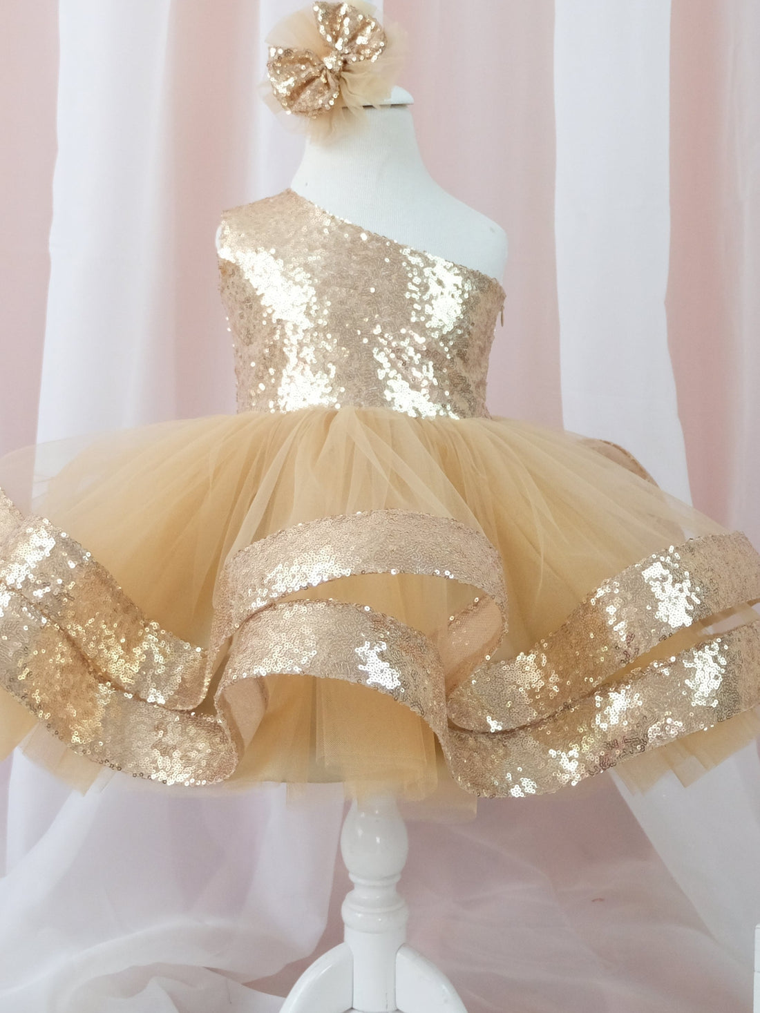 Maggy Christmas girl dress gold sequin