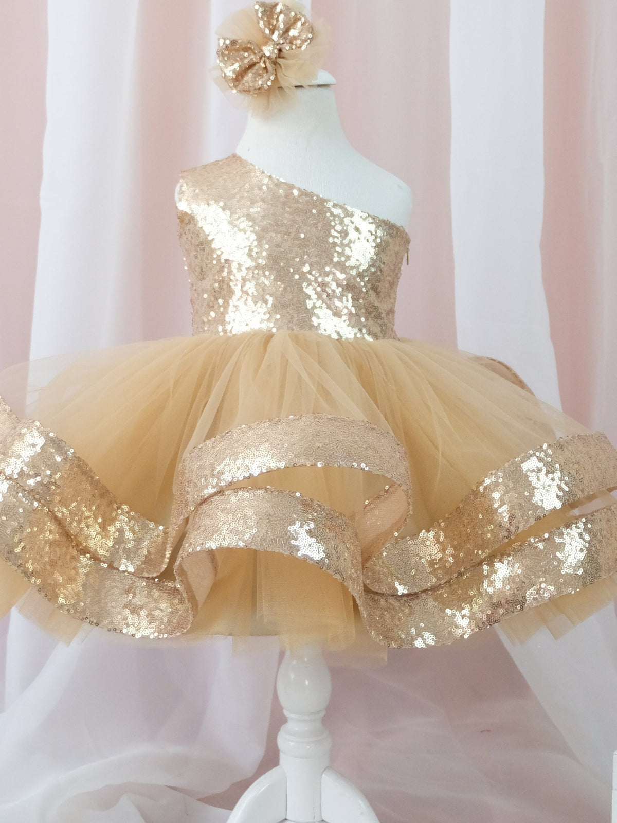 Maggy Christmas girl dress gold sequin