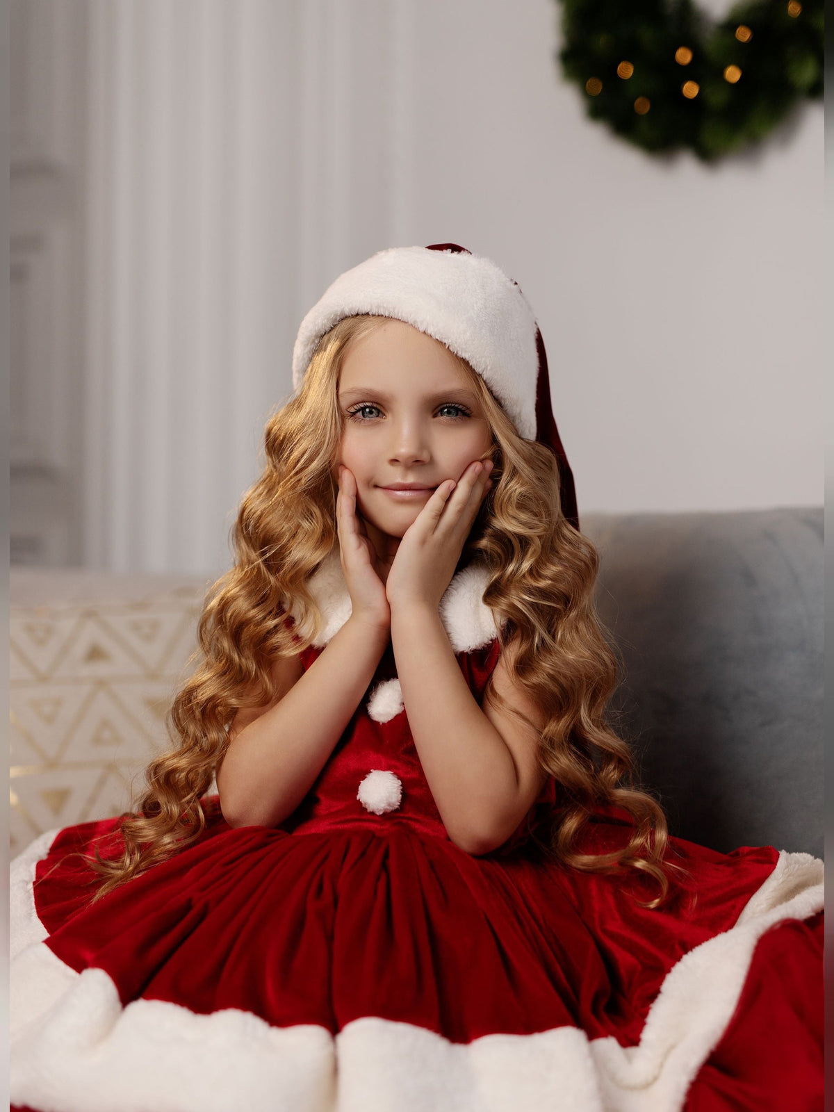 Toddler Princess Christmas Dress with Festive Santa Theme"
"Cute Holiday Dress for Toddler Girls with Santa Claus Design"
"Soft and Comfortable Christmas Outfit for Baby Girls
