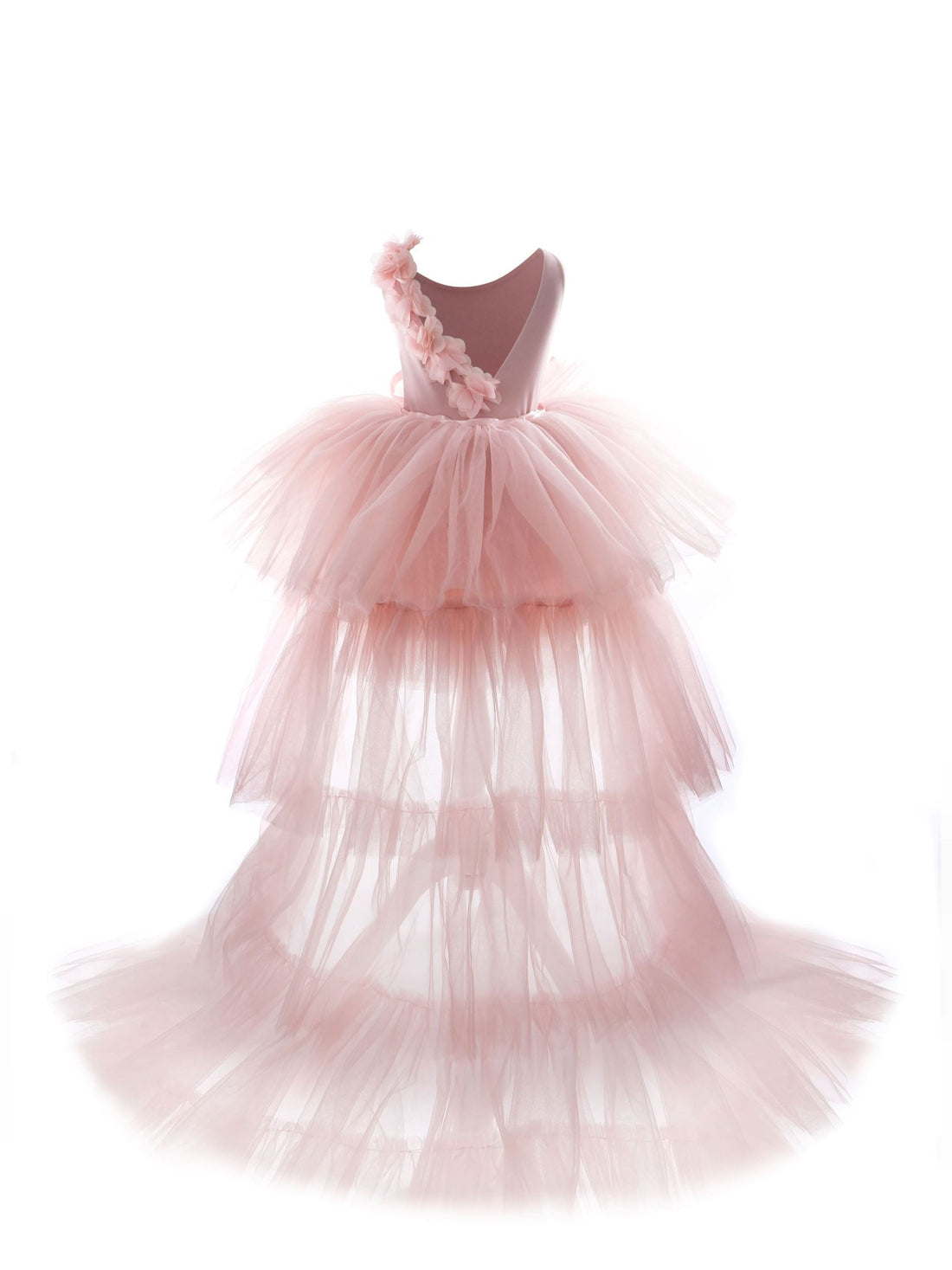 a pink dress with a flower on top of it
