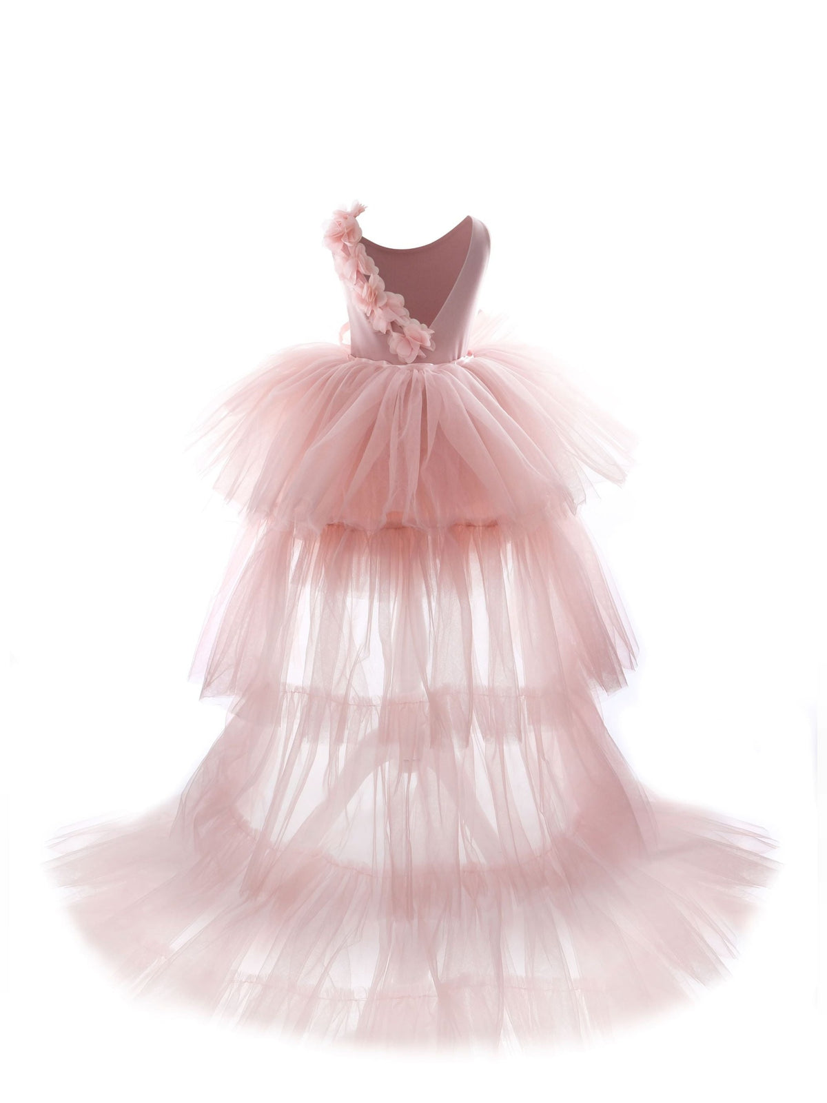 a pink dress with a flower on top of it