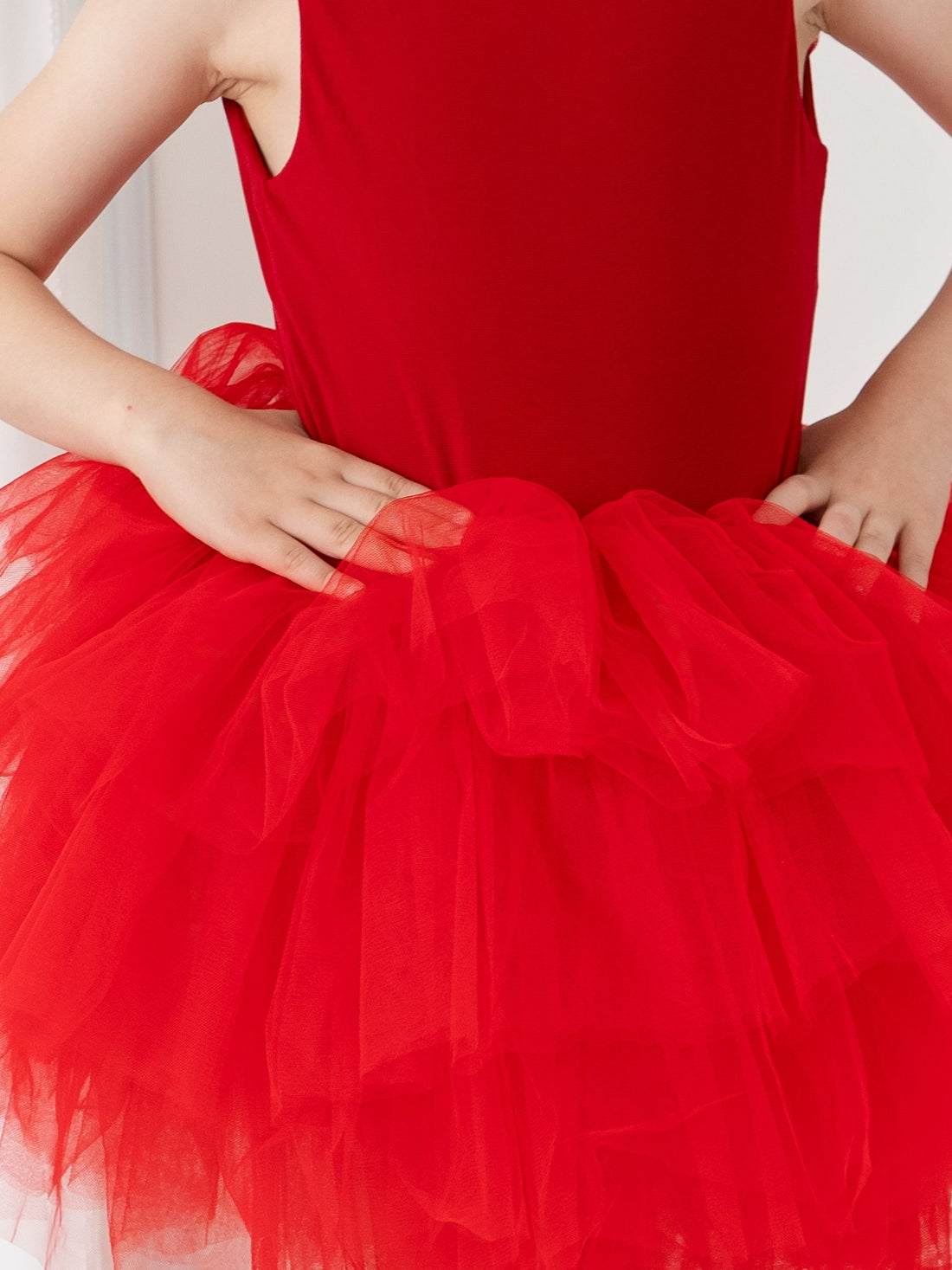 Red Floral Leotard Ballerina Sleeveless Tutu