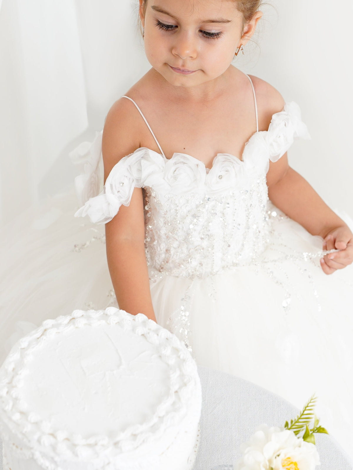 White quinceanera girl dress